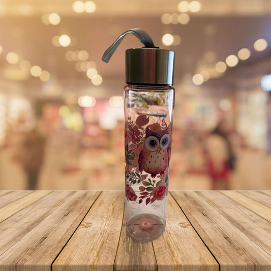 Chic Hydration: 18 oz Clear Pink Plastic Water Bottle 1