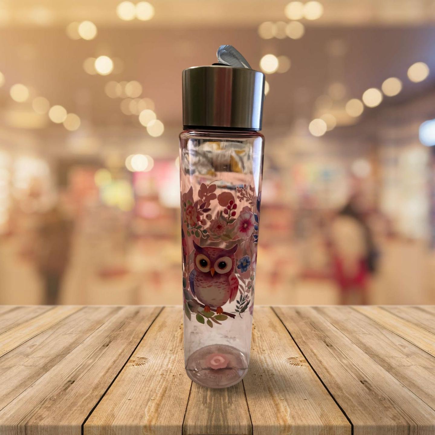 Chic Hydration: 18 oz Clear Pink Plastic Water Bottle 1