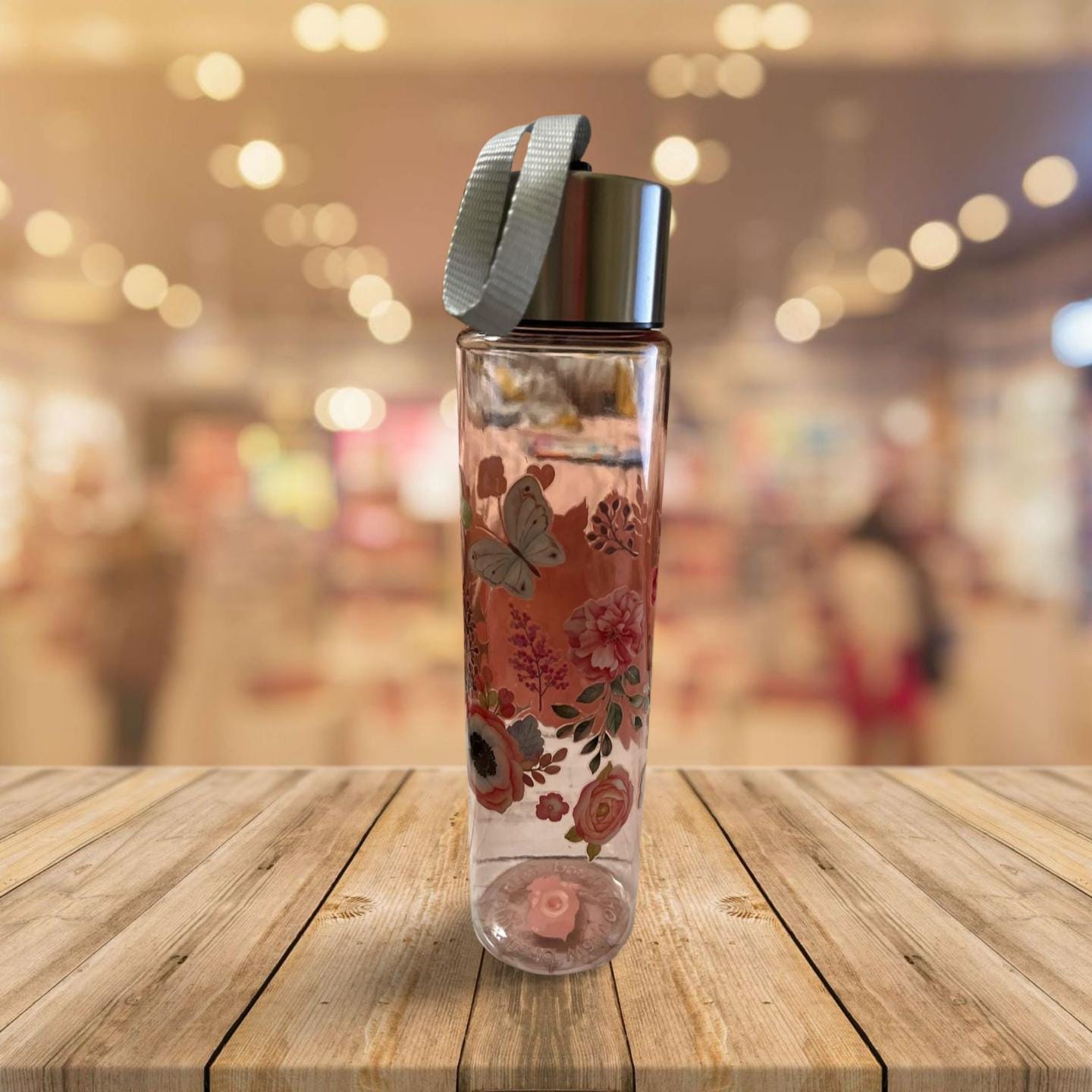 Chic Hydration: 18 oz Clear Pink Plastic Water Bottle- Owl 2