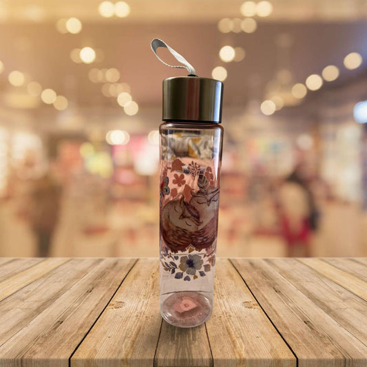 Chic Hydration: 18 oz Clear Pink Plastic Water Bottle- Owl 4