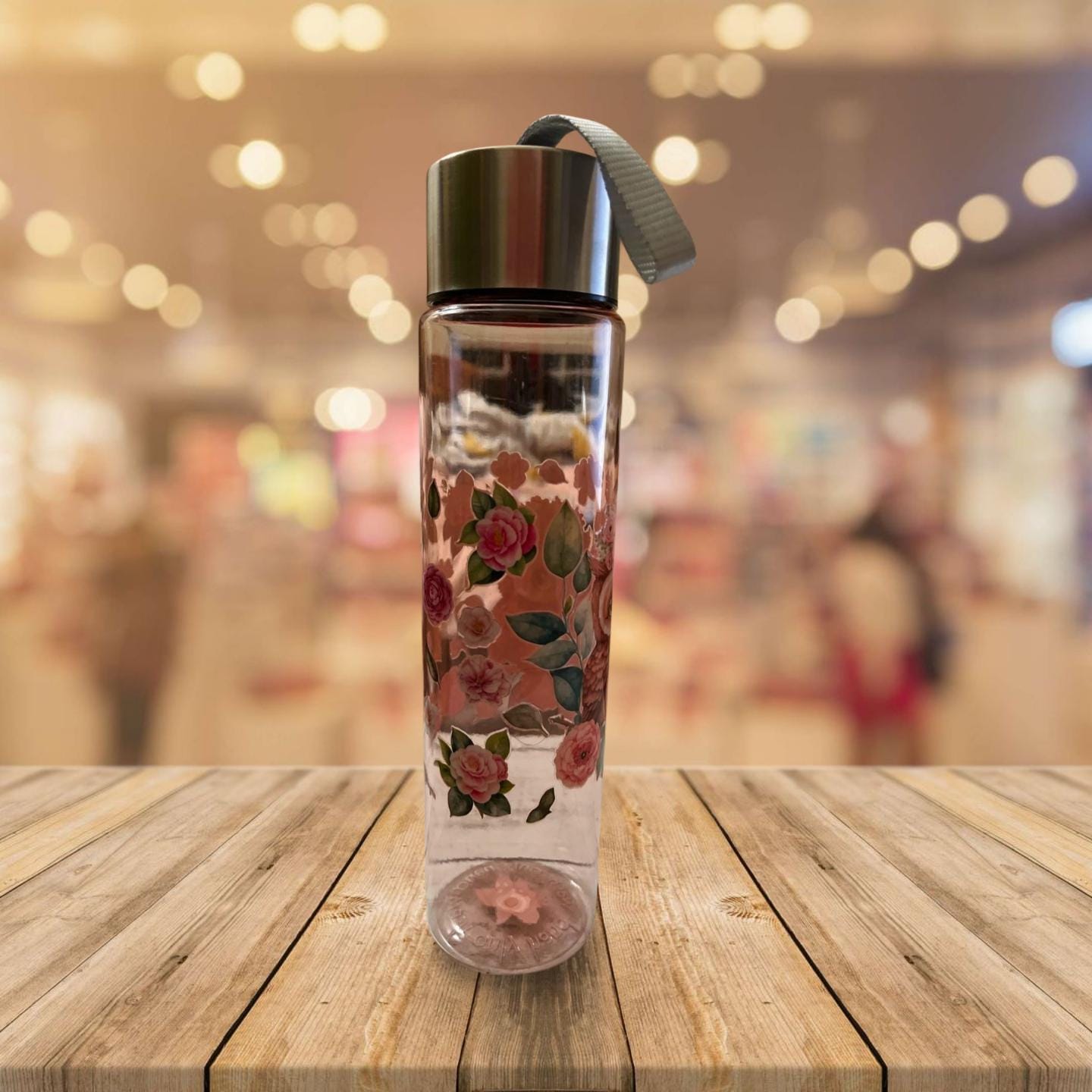 Chic Hydration: 18 oz Clear Pink Plastic Water Bottle- Owl 6