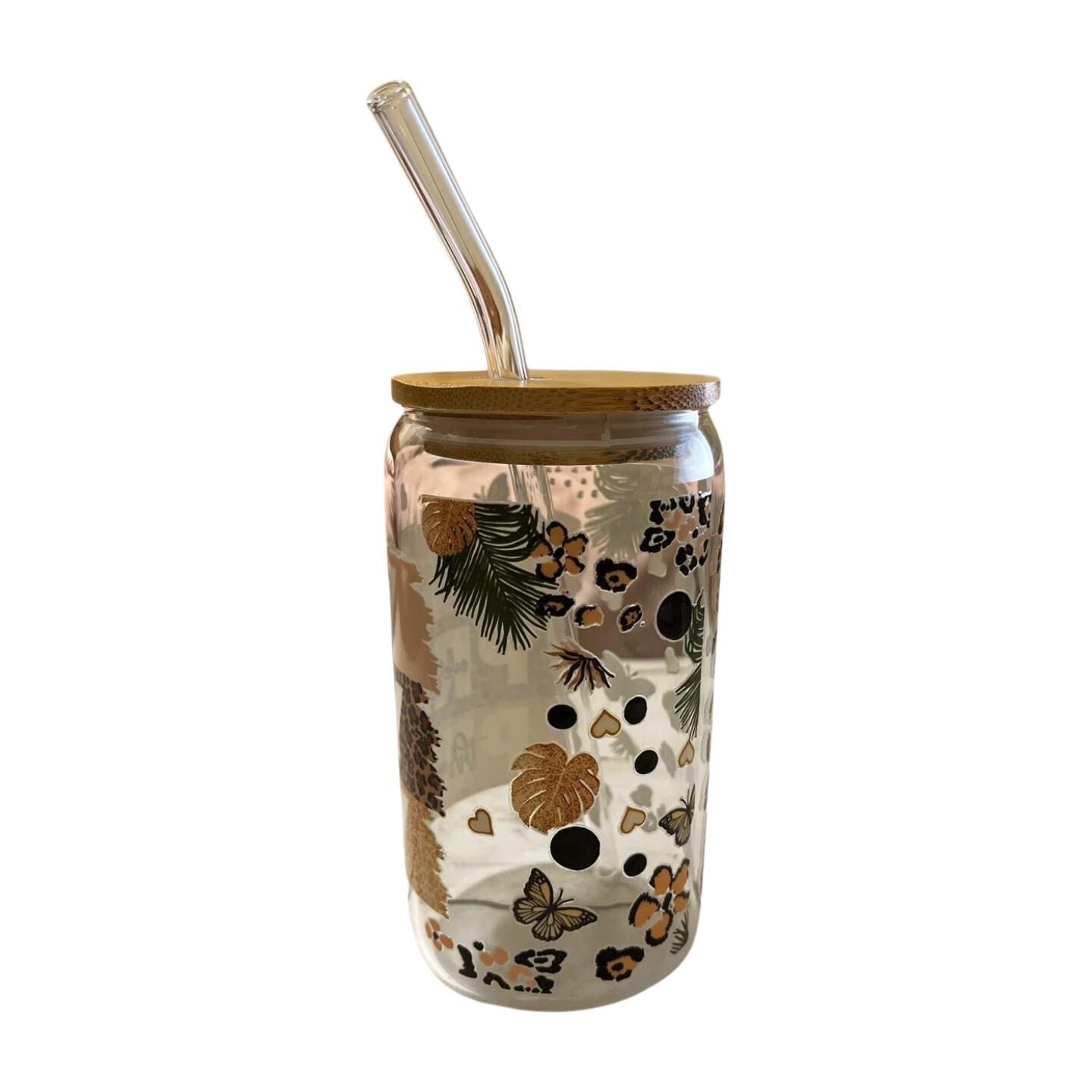Inspire Your Day: 15 oz Glass Tumbler with Bamboo Lid & Glass Straw- Pray on it, Pray over it