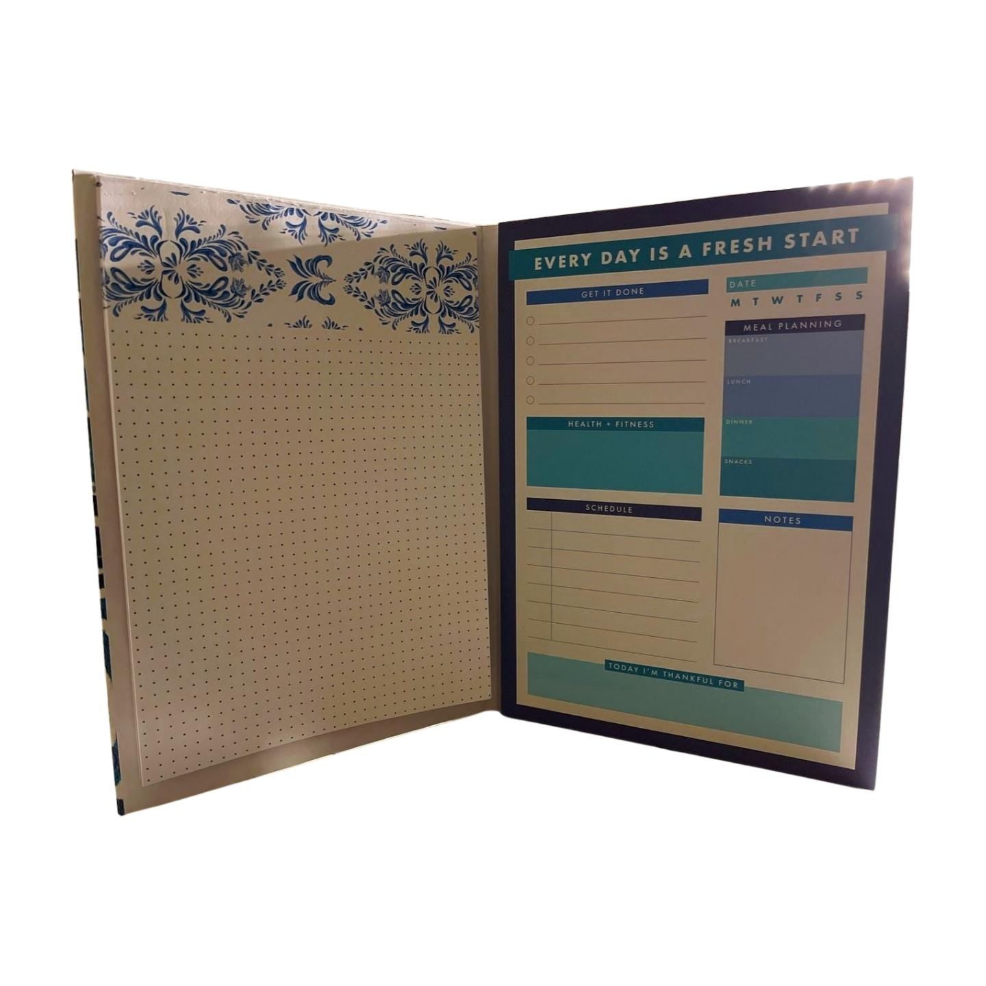 Daily Planner with Inspirational Message: "Every Day is a Fresh Start"- Blue