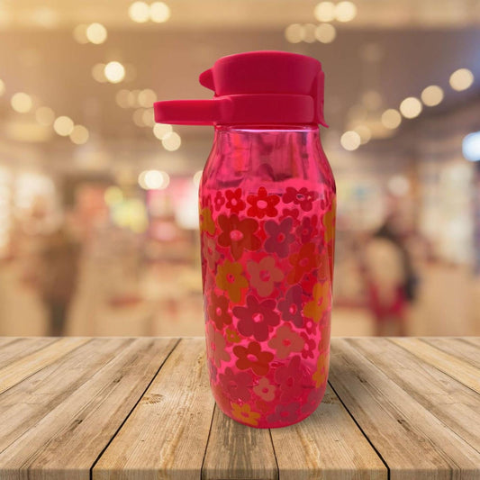 Hydrate on the Go: 16 oz PET Water Bottle Pink- Flowers