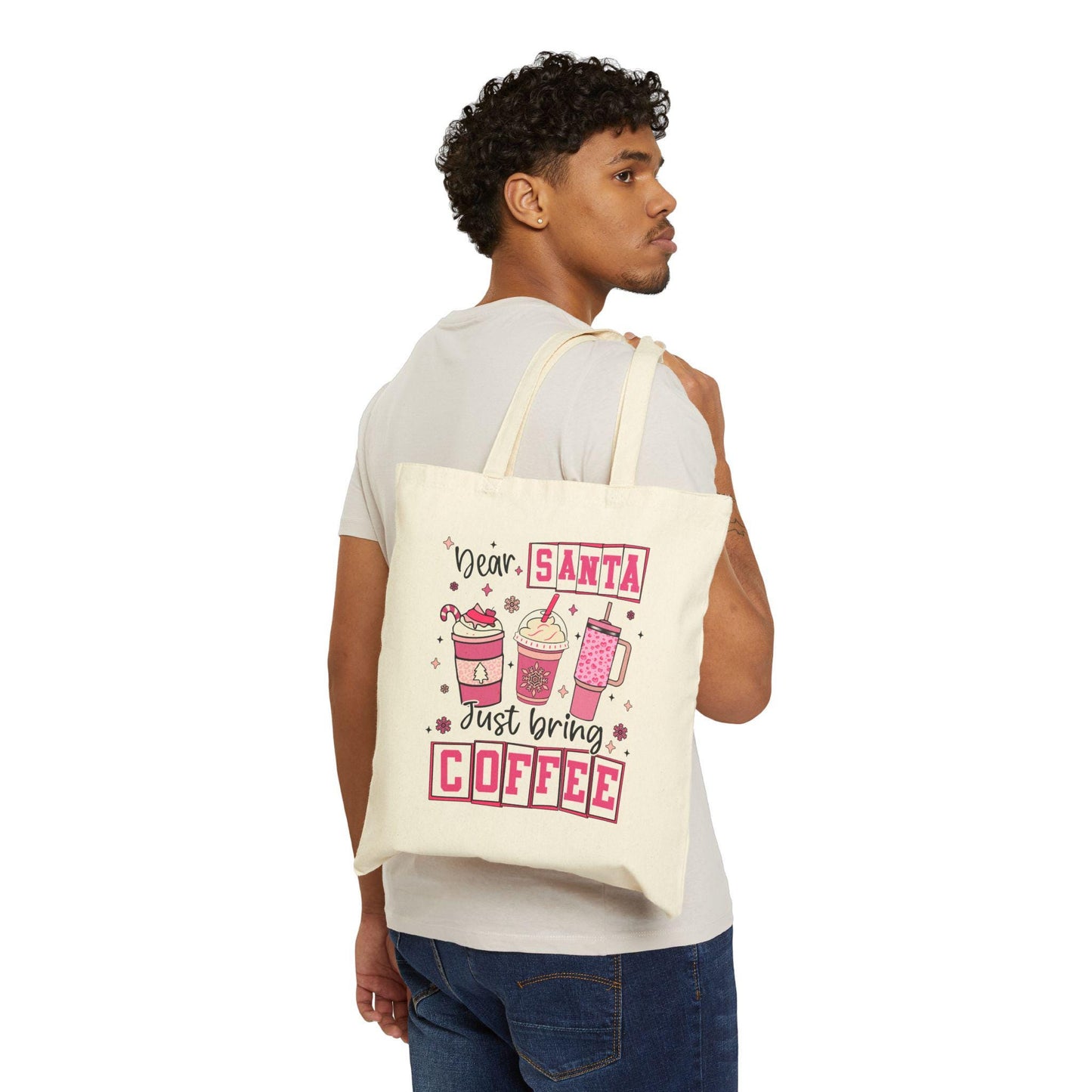 Cotton Canvas Tote Bag- Dear Santa