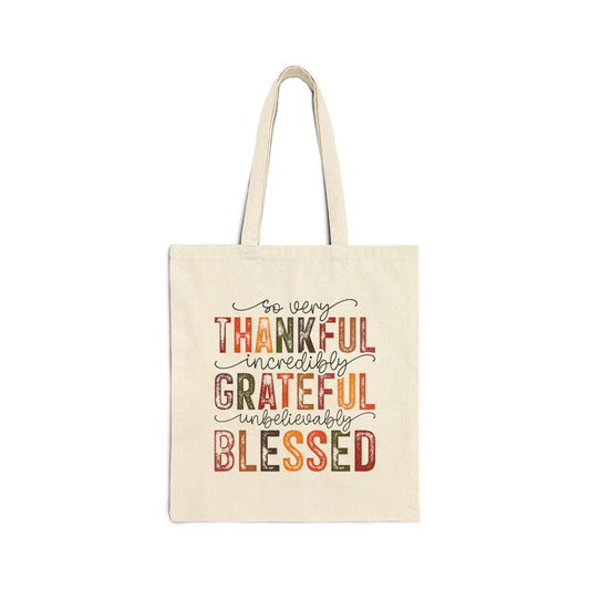 Cotton Canvas Tote Bag- Thankful
