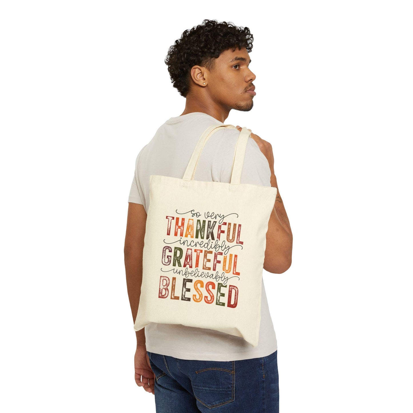 Cotton Canvas Tote Bag- Thankful