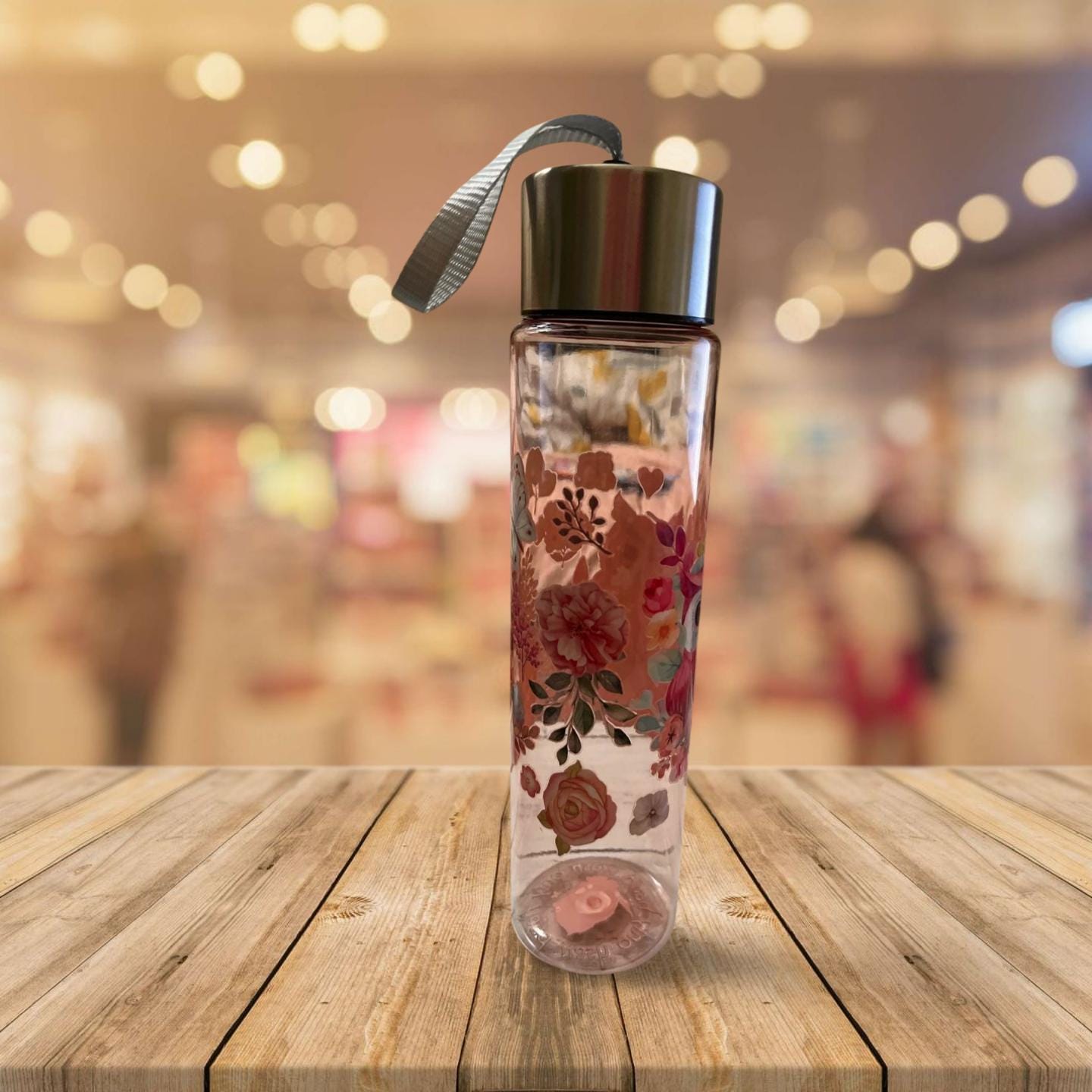 Chic Hydration: 18 oz Clear Pink Plastic Water Bottle- Owl 2