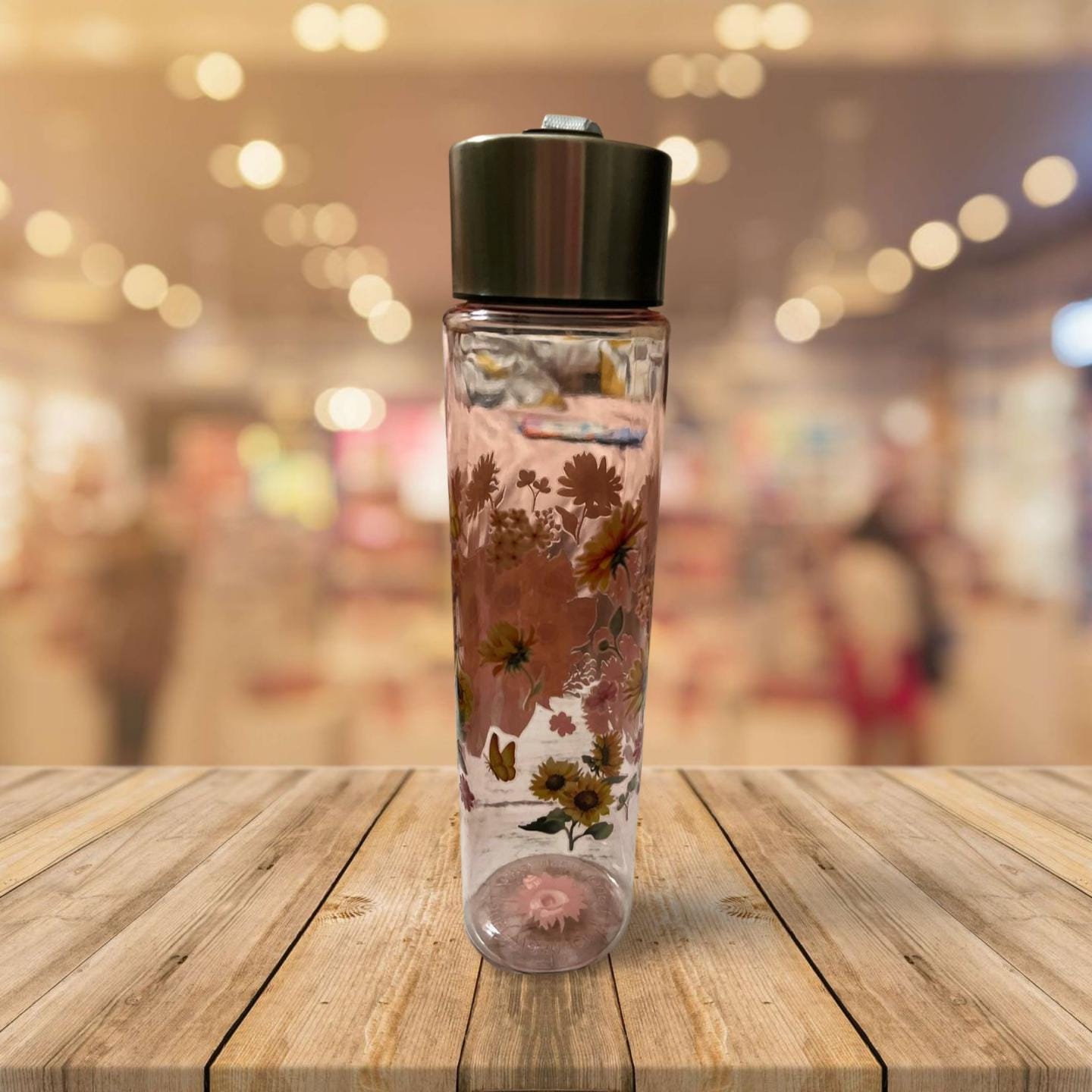 Chic Hydration: 18 oz Clear Pink Plastic Water Bottle- owl 3