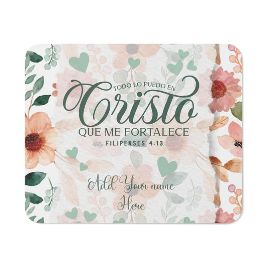 Personalized Christian Desk Mousepad- Todo lo Puedo en Cristo