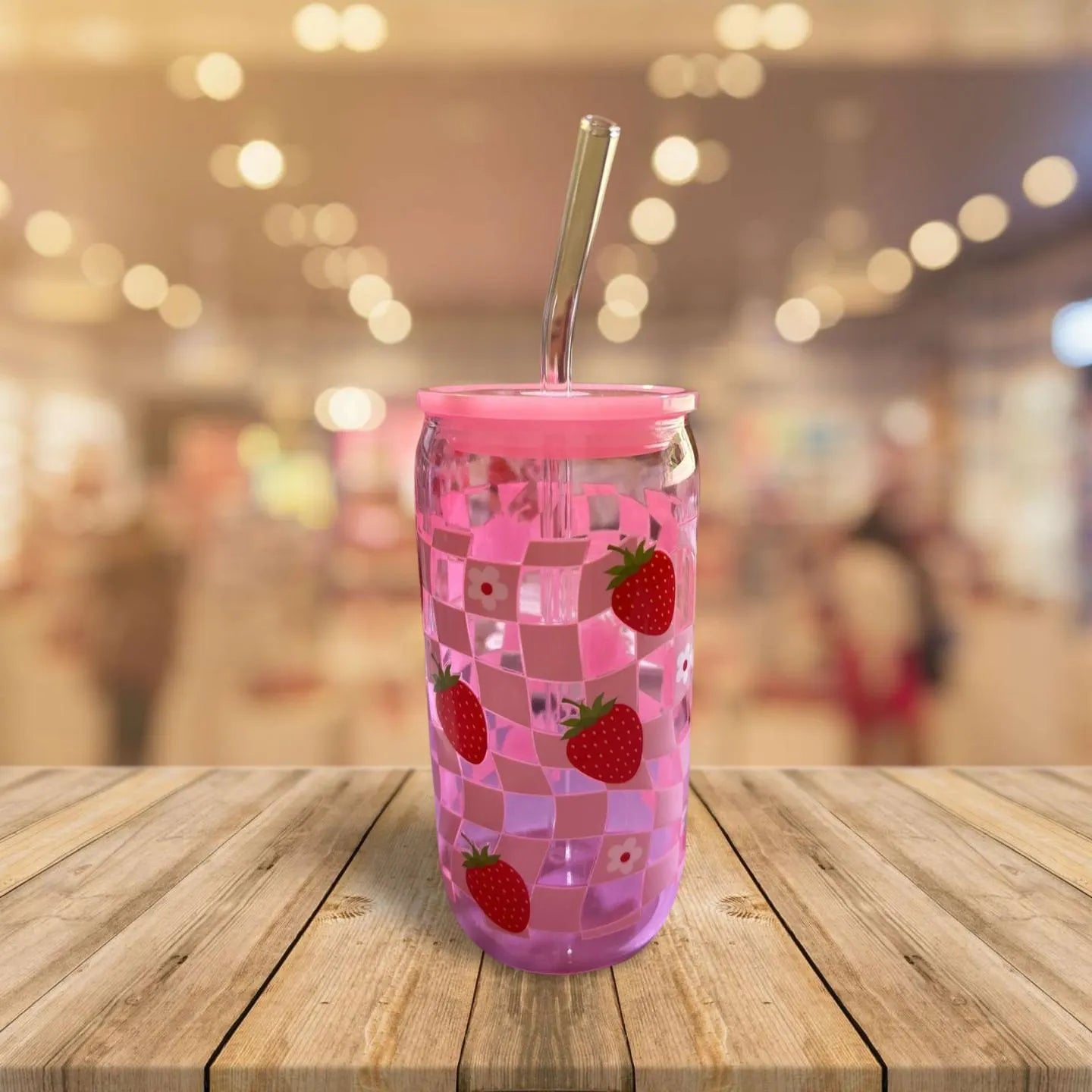 Berry Whimsy – 16oz Strawberry Glass Tumbler