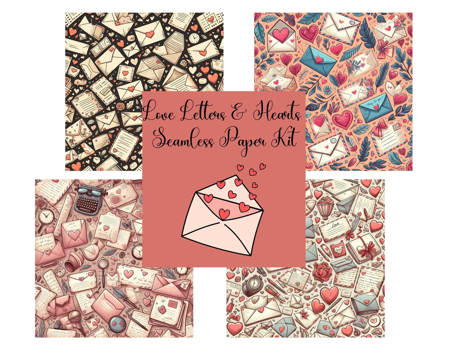 Love Letters & Hearts Seamless Digital Paper