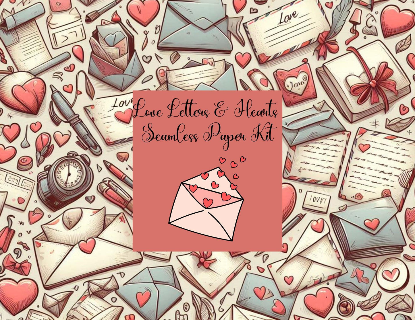 Love Letters & Hearts Seamless Digital Paper