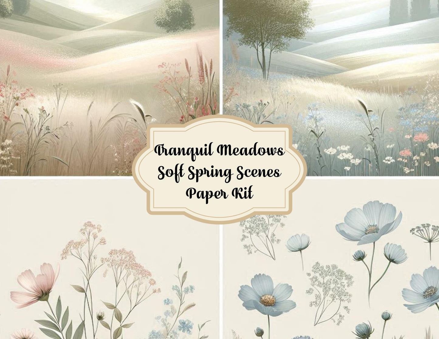 Tranquil Meadows: Soft Spring Scenes Paper Kit