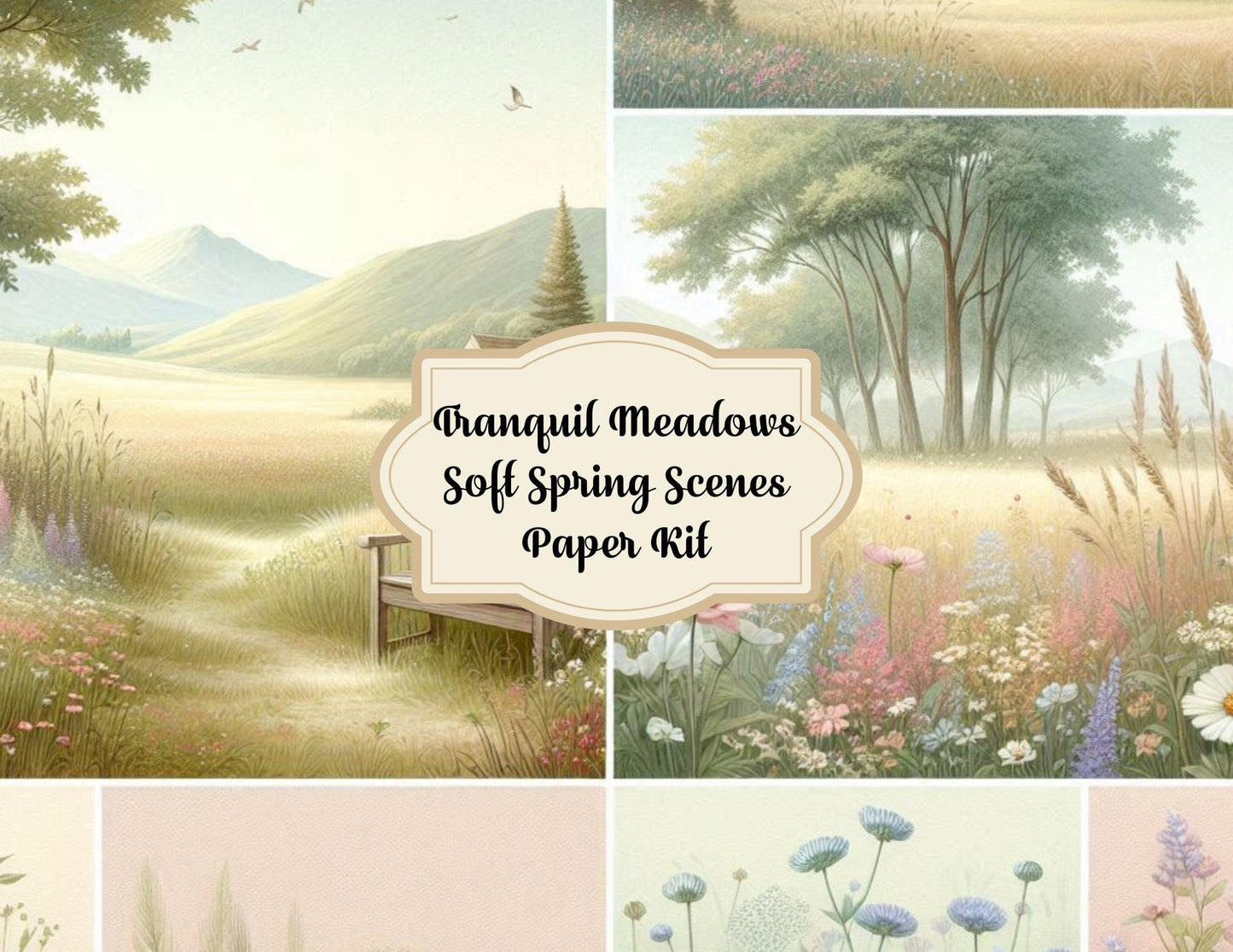 Tranquil Meadows: Soft Spring Scenes Paper Kit