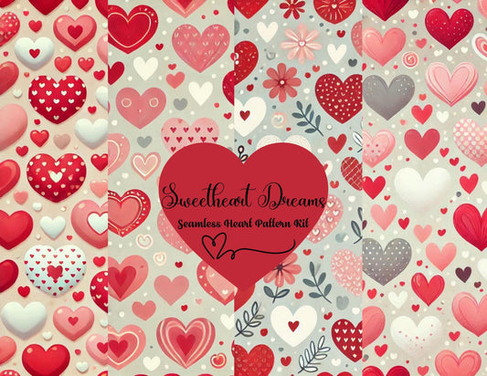 Sweetheart Dreams: 8-Page Seamless Heart Pattern Kit