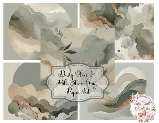 Dusty Olive & Pale Stone Gray Paper Kit