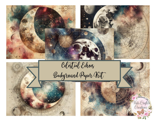 Celestial Echoes Background Paper Kit