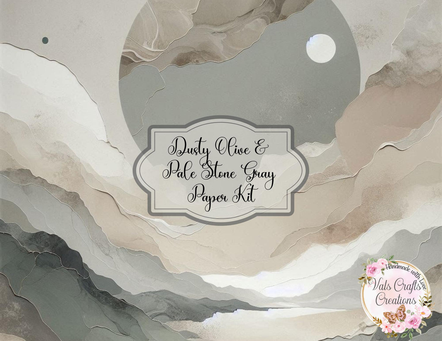Dusty Olive & Pale Stone Gray Paper Kit