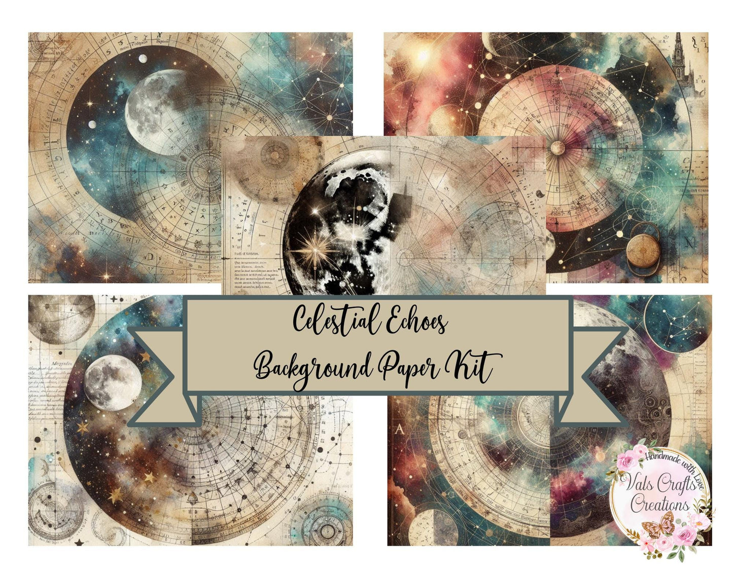 Celestial Echoes Background Paper Kit