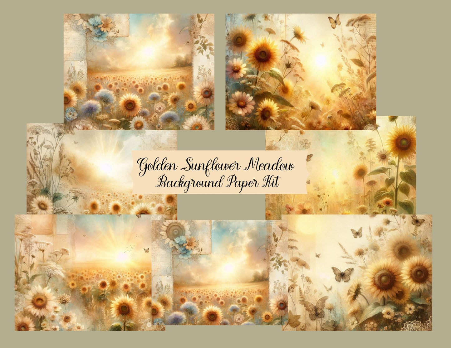 Golden Sunflower Meadow Background Paper Kit (Physical Item)