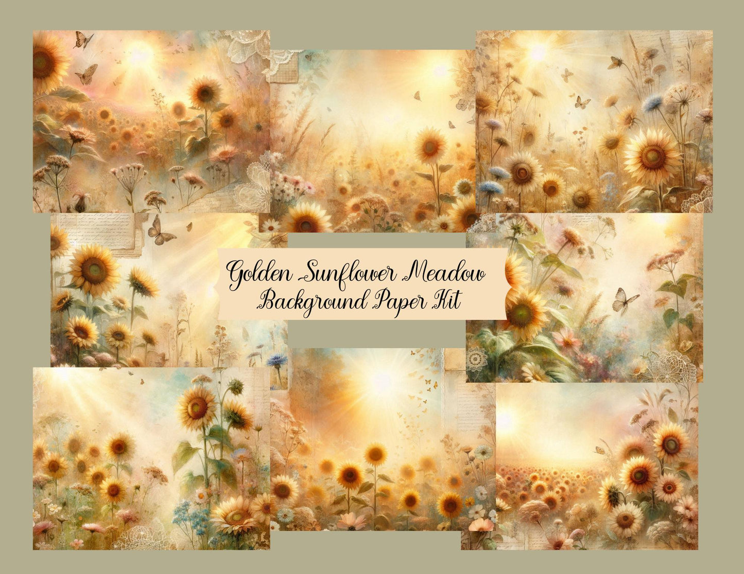 Golden Sunflower Meadow Background Paper Kit (Physical Item)