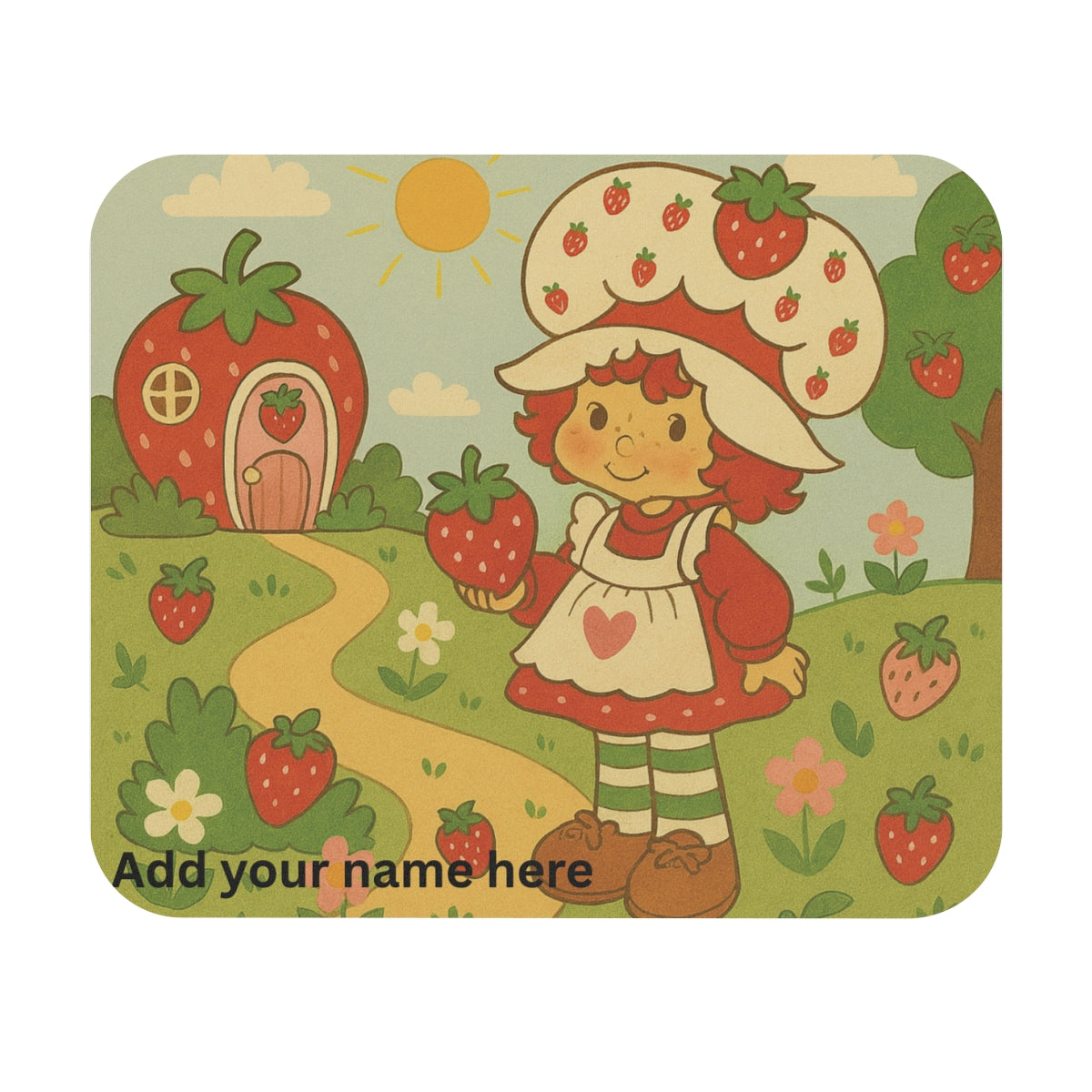 Sunlit Strawberry Stroll – Cozy Desktop Companion (Strawberry Shortcake mousepad)