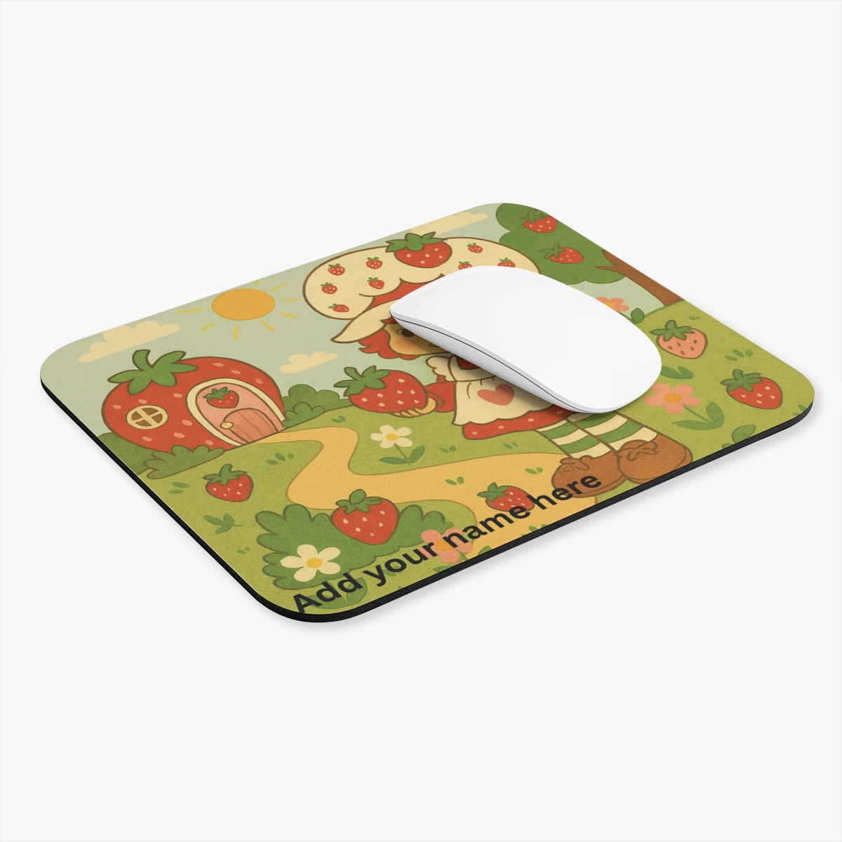 Sunlit Strawberry Stroll – Cozy Desktop Companion (Strawberry Shortcake mousepad)